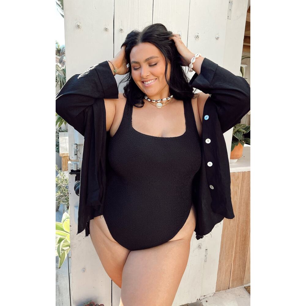 Show Me Your Mumu The Scrunch One Piece in Black Scrunch XL